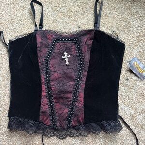 Spirit Black and Burgundy Lace Camisole